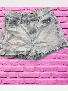 Express Light Blue High-Rise Denim Shorts